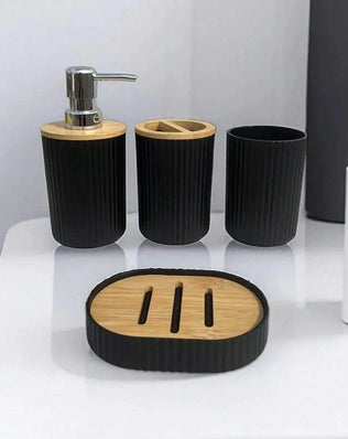 Modern Bathroom Essentials Set/Includes Toothbrush Holder, Waste Bin, Toilet Brush, Cup, Soap Dish and Soap Dispenser - Problems Solved