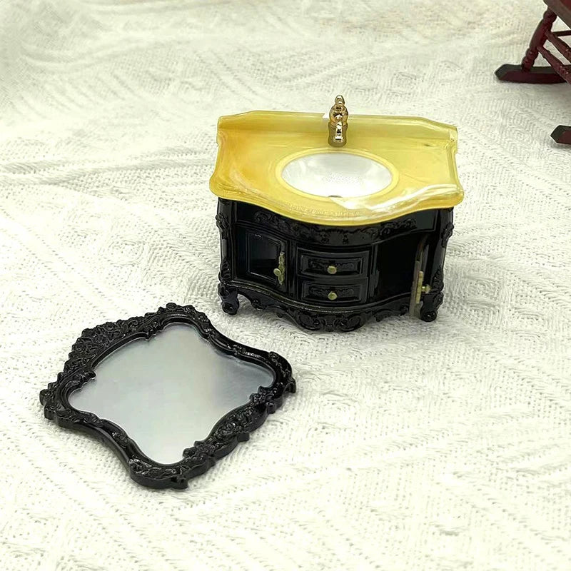 Dollhouse Decoration Accessories; Mini Bathroom Furniture with Basin, Sink and Mirror. - Problems Solved