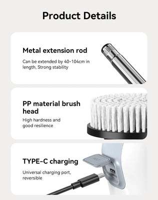 Electric Cleaning Brush Cordless Handheld Shower Scrubber Spin - Problems Solved