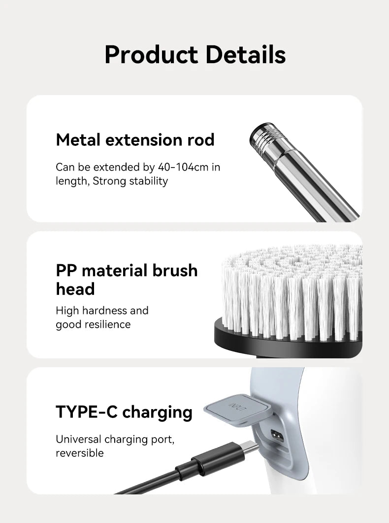 Electric Cleaning Brush Cordless Handheld Shower Scrubber Spin - Problems Solved