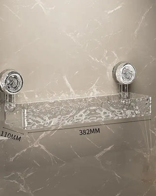 Large bathroom suction cup wall-mounted storage rack with shower gel basket for organizing cosmetics and shower essentials.