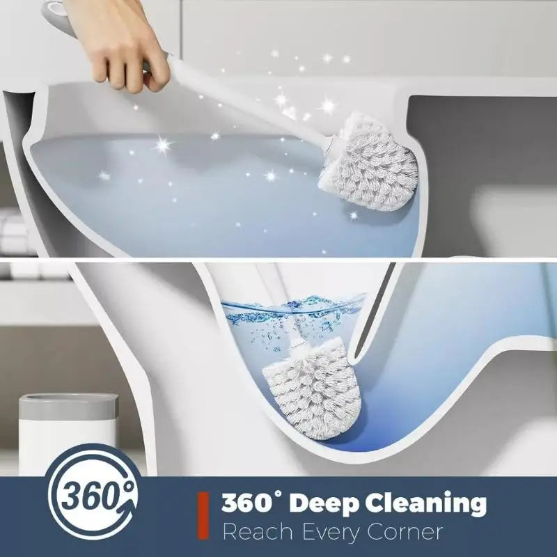 Bathroom Cleaning Made Easy with 4-In-1 Multifunctional Toilet Brush, Full 360° No Dead Corner Cleaning Set. - Problems Solved