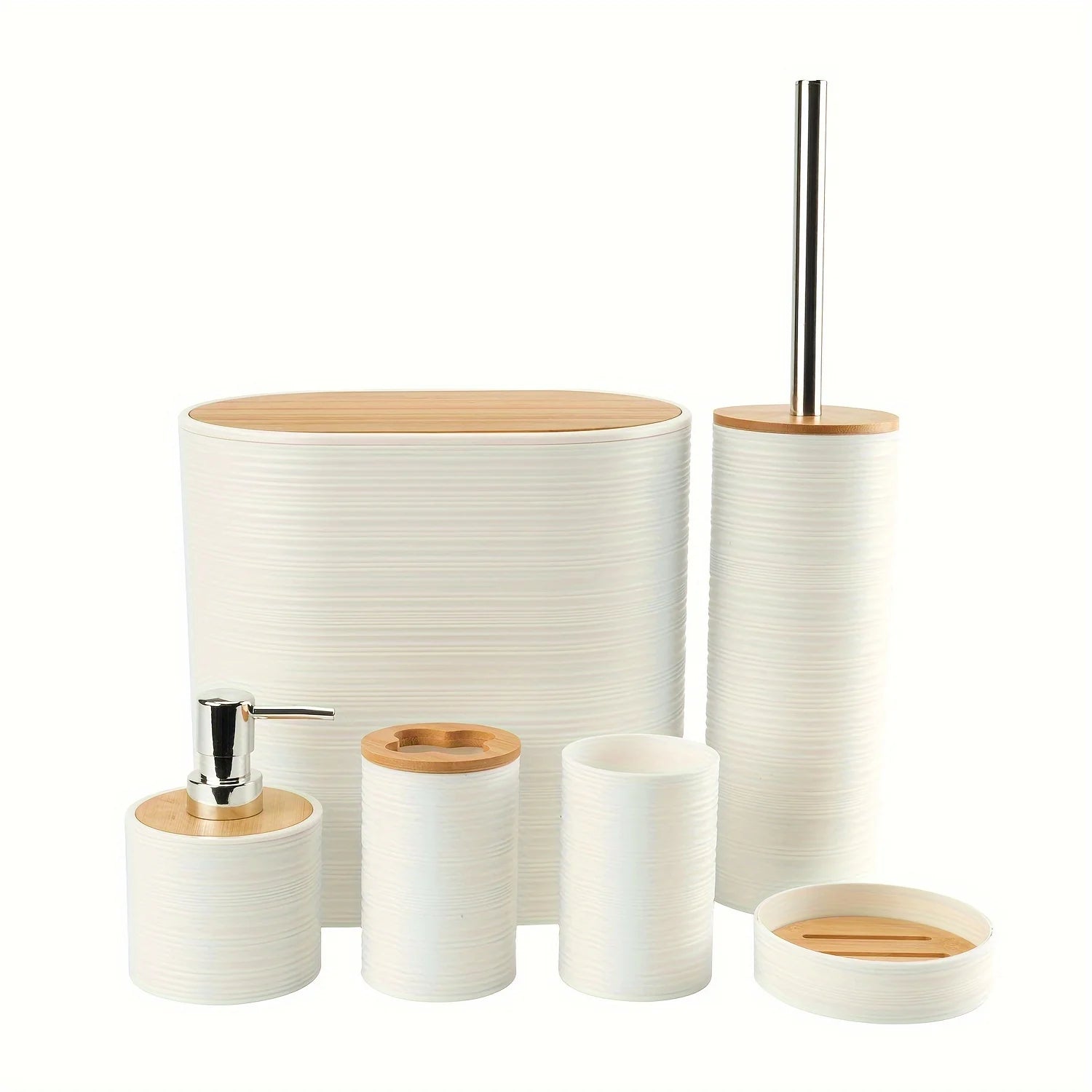 6pcs/set Bathroom Accessories Set Housewarming Gift Toothbrush Holder Bath Accessory Complete Set for Countertop Vanity Bathroom - Problems Solved