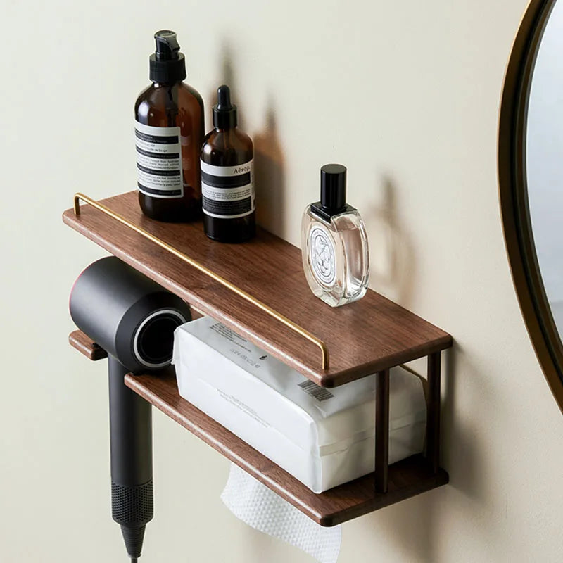 Wall-Mounted Wooden Bathroom Storage Rack Multi-Layer Vanity Organizer for Towels And Cosmetics Home Vanity Countertop Solution - Problems Solved