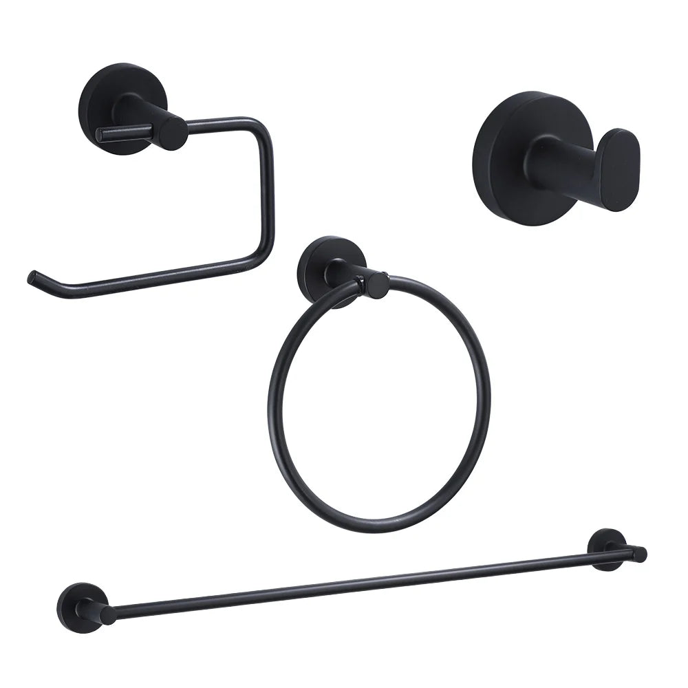Bathroom Hardware Black Robe Hook Towel Rail Bar Rack Bar Shelf Tissue Paper Holder