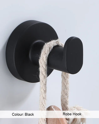 Bathroom Hardware Black Robe Hook Towel Rail Bar Rack Bar Shelf Tissue Paper Holder