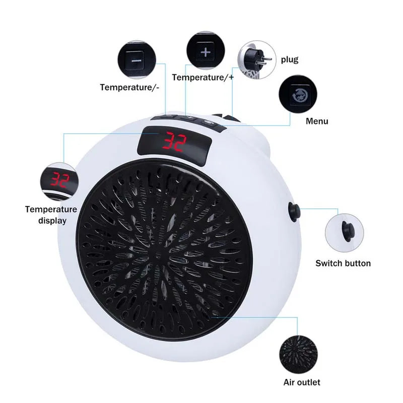 Air Heater Silent Remote Fast Heat Thermostat Electric Portable Heater Mini Wall Mount Home Office Desktop Warm Air Heater - Problems Solved
