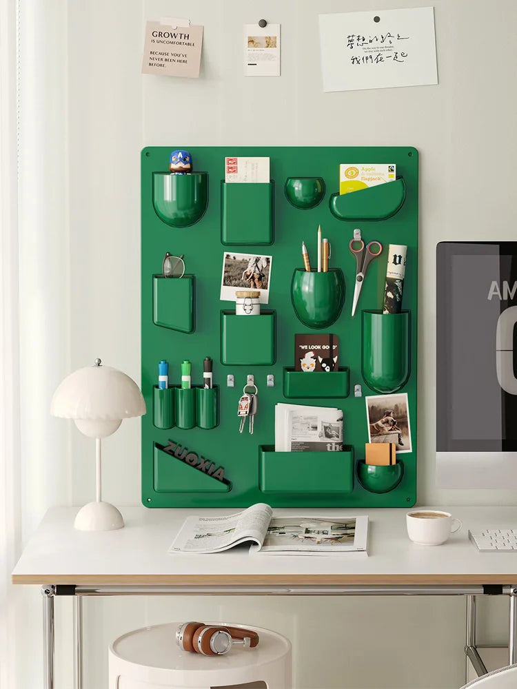 Problems Solved wall organizer for offices, kitchens, or bathrooms with desktop shelf and wall storage rack for workshops and children's rooms.