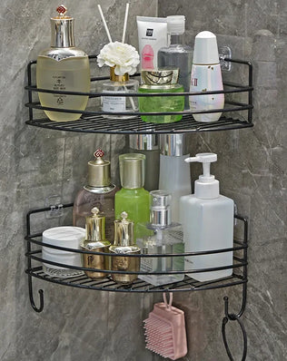 Bathroom Shelf Wall Mounted Corner Storage Shelves Shampoo Holder Cosmetic Rack Iron Shower Drain Basket Bathroom Organizer - Problems Solved