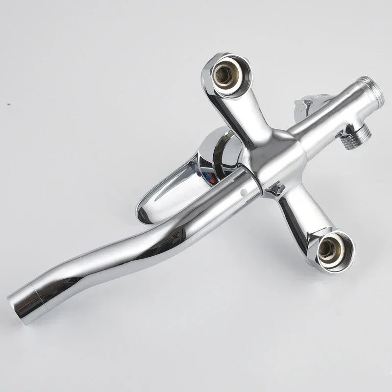 Wall-mounted bathroom mixer tap with hot and cold water controls, adjustable 3-mode bathtub faucet by Problems Solved.
