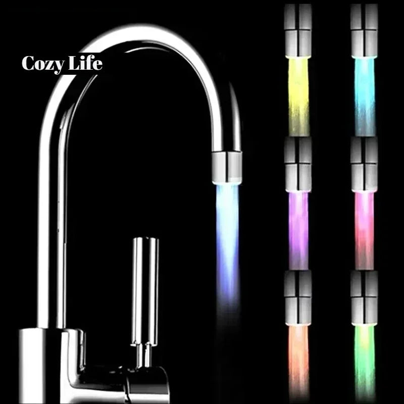 Bathroom LED Colorful Light-up Faucet Glow Water Saving Faucet Color-changing Temperature Control Nozzle Kitchen Accessories - Problems Solved