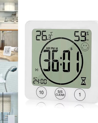 Digital Bathroom Wall Clock Shower Timer Waterproof For Water Spray LCD Screen Watch Temperature Humidity Clock For Shower Room - Problems Solved