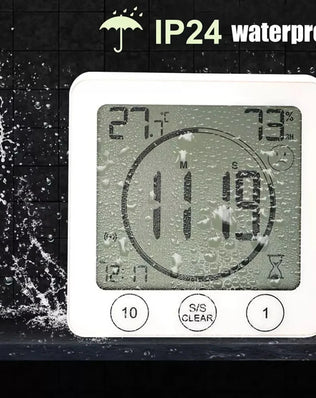 Digital Bathroom Wall Clock Shower Timer Waterproof For Water Spray LCD Screen Watch Temperature Humidity Clock For Shower Room - Problems Solved