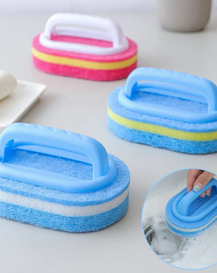 3PCS Cleaning Brush With Handle Sponge Wiping Kitchen Cleaning - Problems Solved