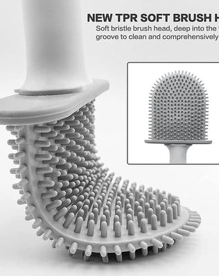 Wall Hanging Toilet Brush with Holder Long Handled Silicone Toilet Brush Soft Bristles WC Cleaning Brush Bathroom Accessories - Problems Solved