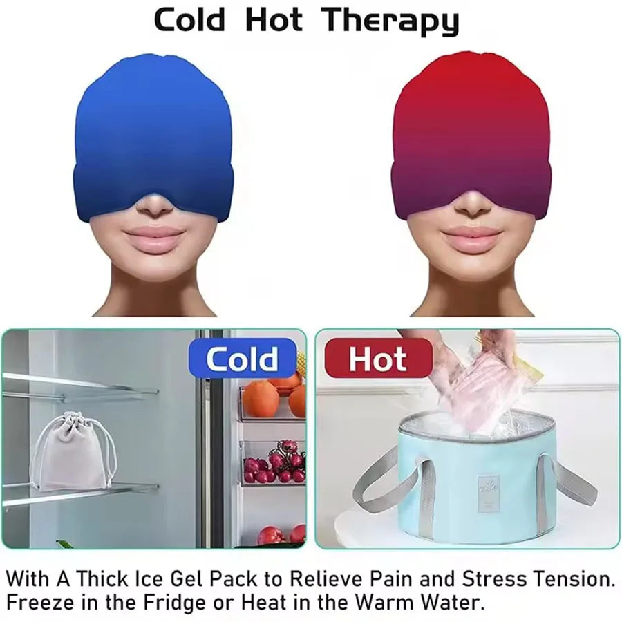 Migraine Relief Hat headache hat Gel Hot Cold Therapy Ice Cap For Relieve Pain Ice Hat Eye Mask Stress Pressure Pain Relief - Problems Solved