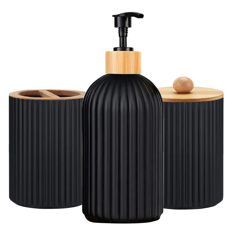 Bathroom Countertop Container Hand Soap Dispenser Cotton Ball Storage Box Toothbrush Holder Home Decoration Organizer - Problems Solved