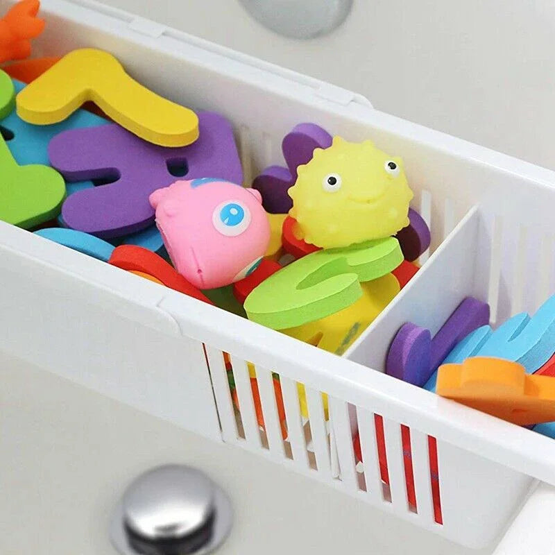 Bathtub Caddy Tray Basket Retractable Multifunction Bathroom Storage Bracket Drain Shelf Rack Bath Toys Organizer For Bathroom - Problems Solved