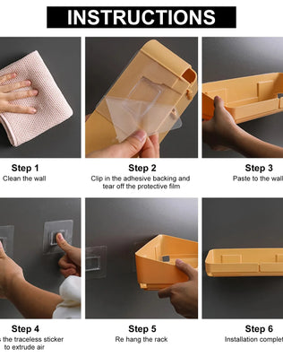 Bathroom  Kitchen Convenience Rack Shelf Makeup Storage Organizer Cosmetics Shampoo Rack Shower Shelf Wall Spice No Drilling - Problems Solved