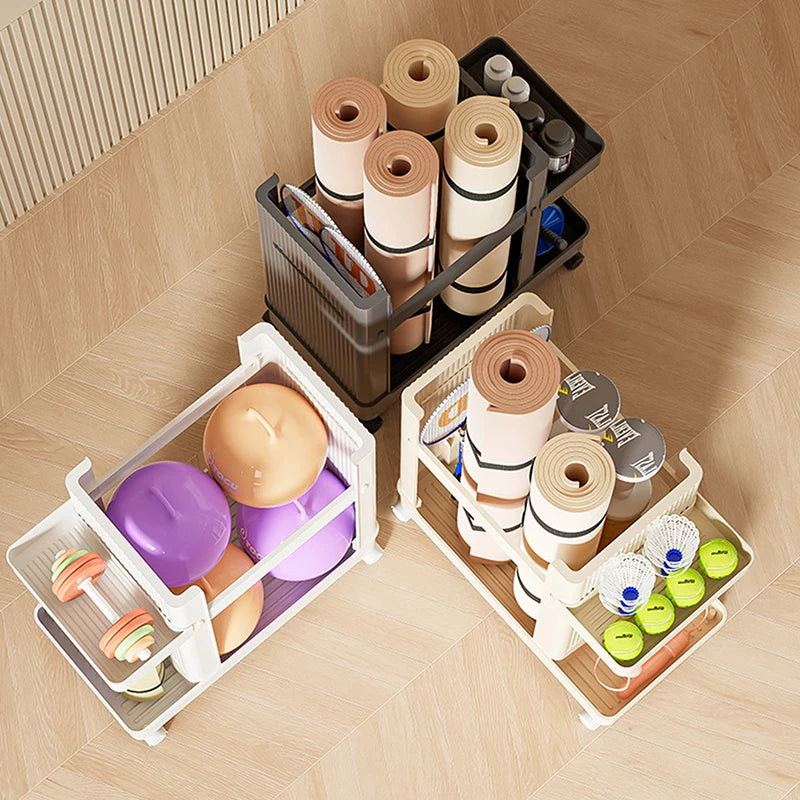 Gym Equipment Holder With Wheels Sports Equipment Storage Rack Yoga Mat Storage Basket Fitness Equipment Sports Tools Organizer - Problems Solved