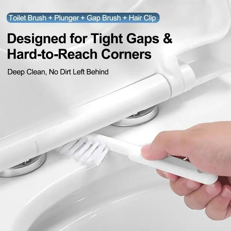 Bathroom Cleaning Made Easy with 4-In-1 Multifunctional Toilet Brush, Full 360° No Dead Corner Cleaning Set. - Problems Solved