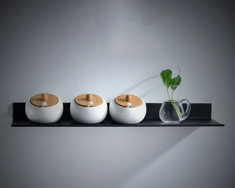 Bath Storage Rack Wall Shelves Floating Matt Black Bathroom Kitchen Mirror Metal Shower Organizer Home Accessories No Drill - Problems Solved