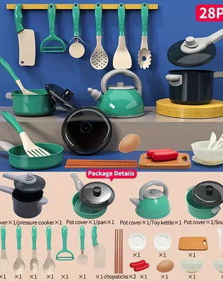 Kids Kitchen Set with Realistic Cooking Tools Creative Role Play - Problems Solved