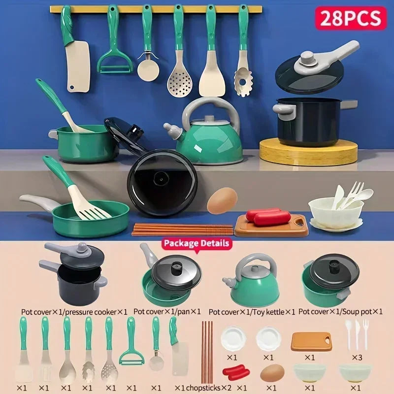 Kids Kitchen Set with Realistic Cooking Tools Creative Role Play - Problems Solved