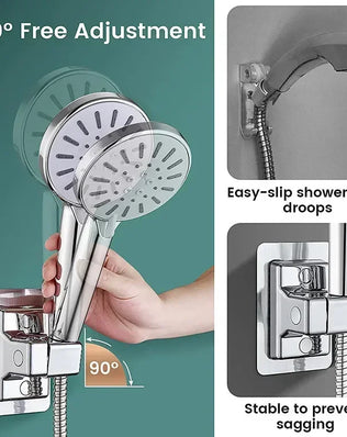 ABS shower head holder wall mount with adjustable, rotatable bracket for handheld shower units in bathroom accessories