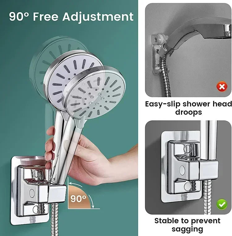 ABS shower head holder wall mount with adjustable, rotatable bracket for handheld shower units in bathroom accessories