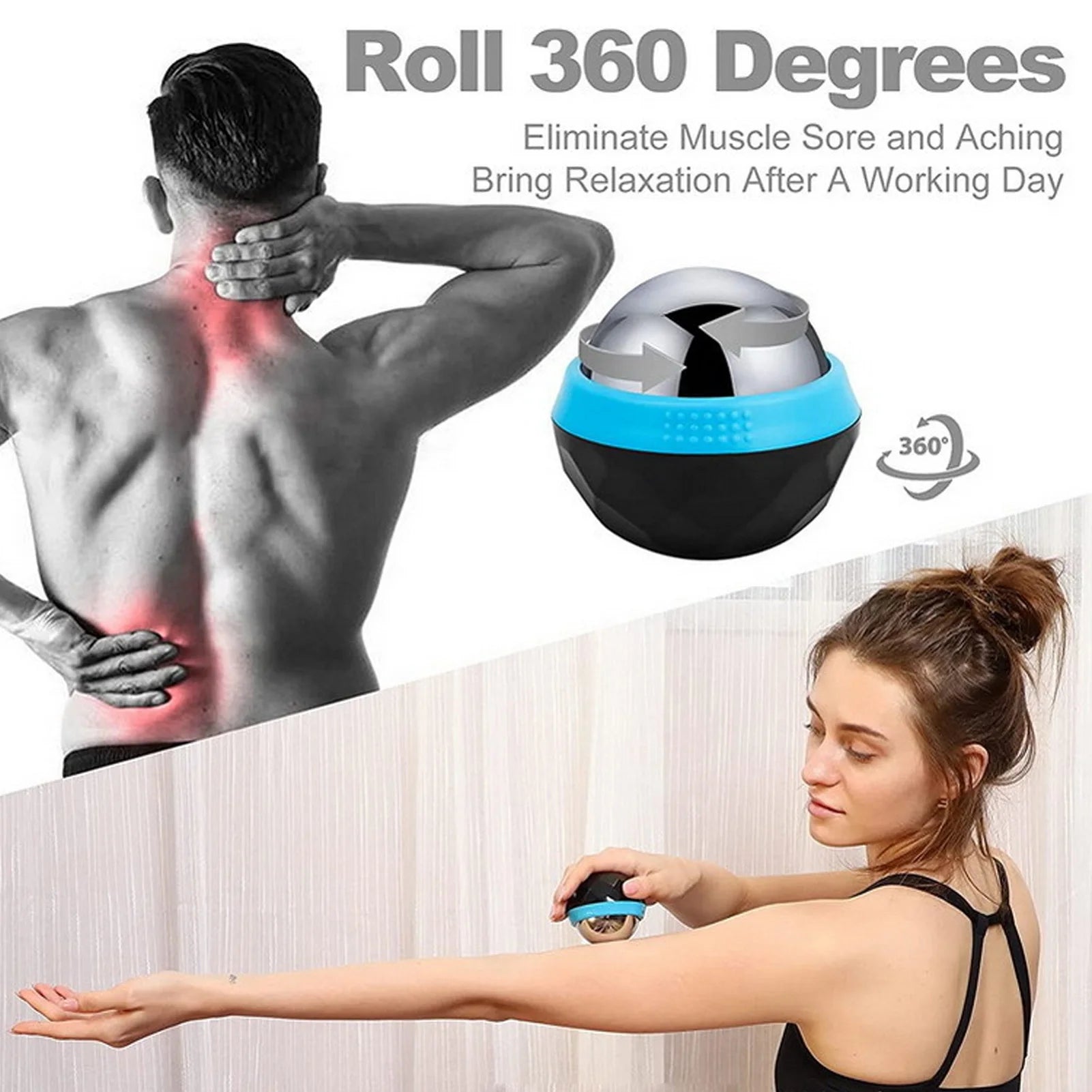 Cold Massage Roller Ball Handheld Heat Relief Stainless Steel Rolling Ice Ball for Shoulder Blue Black Ice Ball Massager - Problems Solved