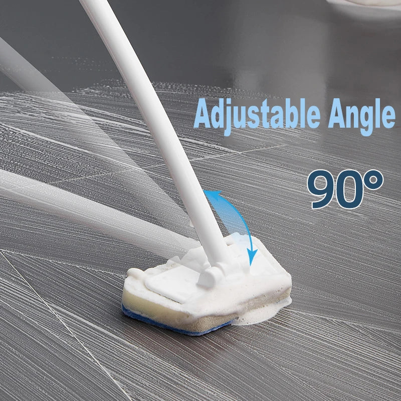 Problems Solved bathroom sponge cleaning brush with long handle, multi-functional tool for scrubbing sinks, tubs, and tiles.
