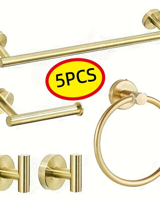 5-piece wall mounted hardware bathroom accessories, stainless steel towel bar, towel ring, toilet paper holder hook bathroom kit - Problems Solved