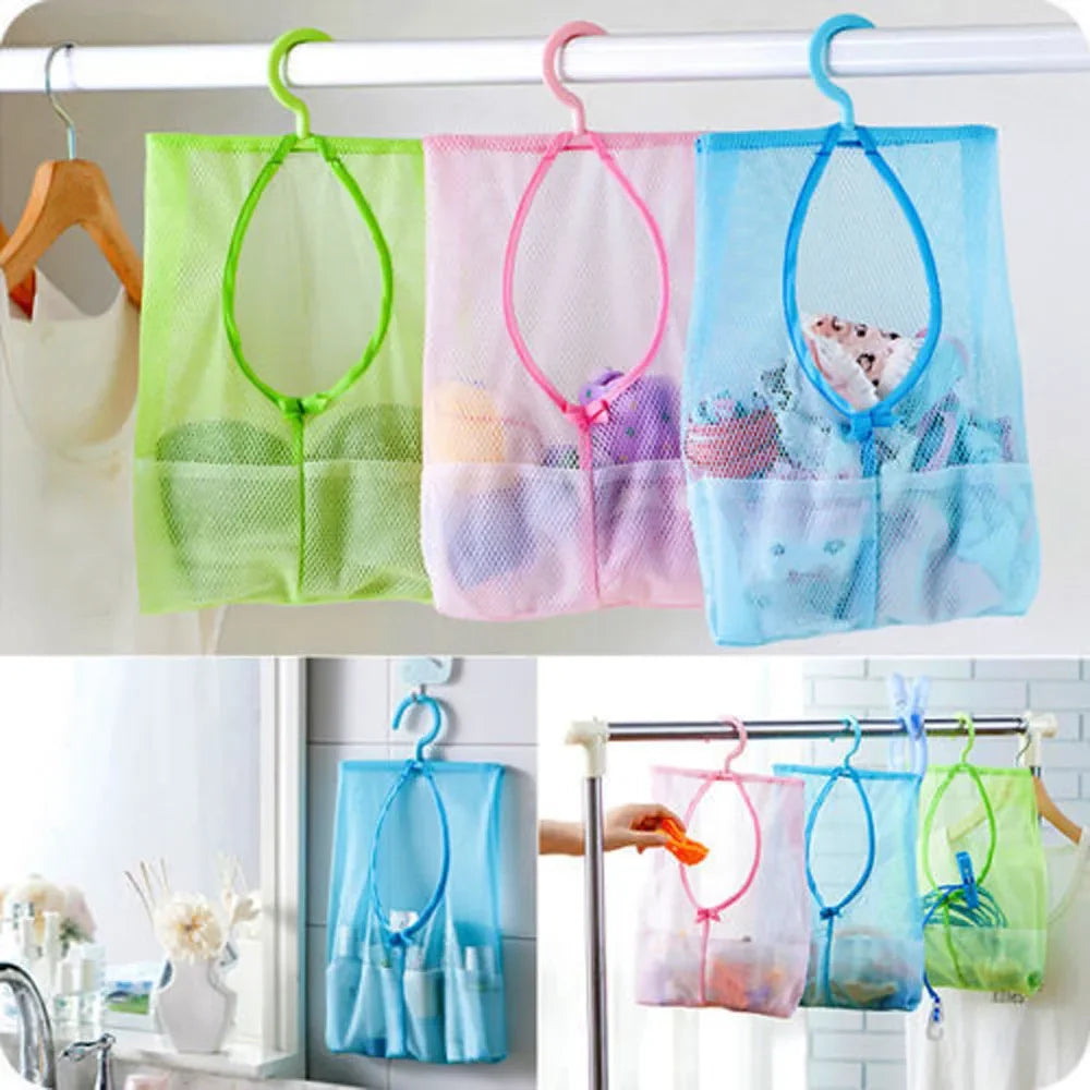 Bathroom Kids Toys Storage Bag Multifunctional Mesh Net Bag Makeup Organizer Drying Rack Balcony Socks Clothes Storage Basket - Problems Solved