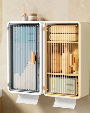 SOFT-Wall-Mounted Bathroom Shelf With Waterproof Tissue Box ,Multifunctional Storage Rack For Toiletries, Shampoo Organizer - Problems Solved