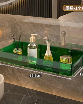 Bathroom White Shelf Rack Wall-mounted Washbasin No-punch Washroom Wall Mounted Cosmetic Storage Transparent Shelf Organiser - Problems Solved