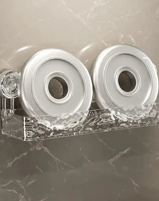 Large bathroom suction cup wall-mounted storage rack with hanging basket for shower gels and cosmetics by Problems Solved