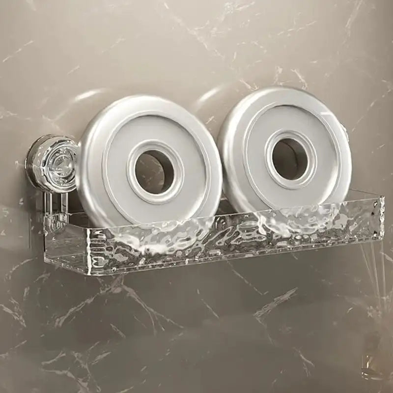 Large bathroom suction cup wall-mounted storage rack with hanging basket for shower gels and cosmetics by Problems Solved