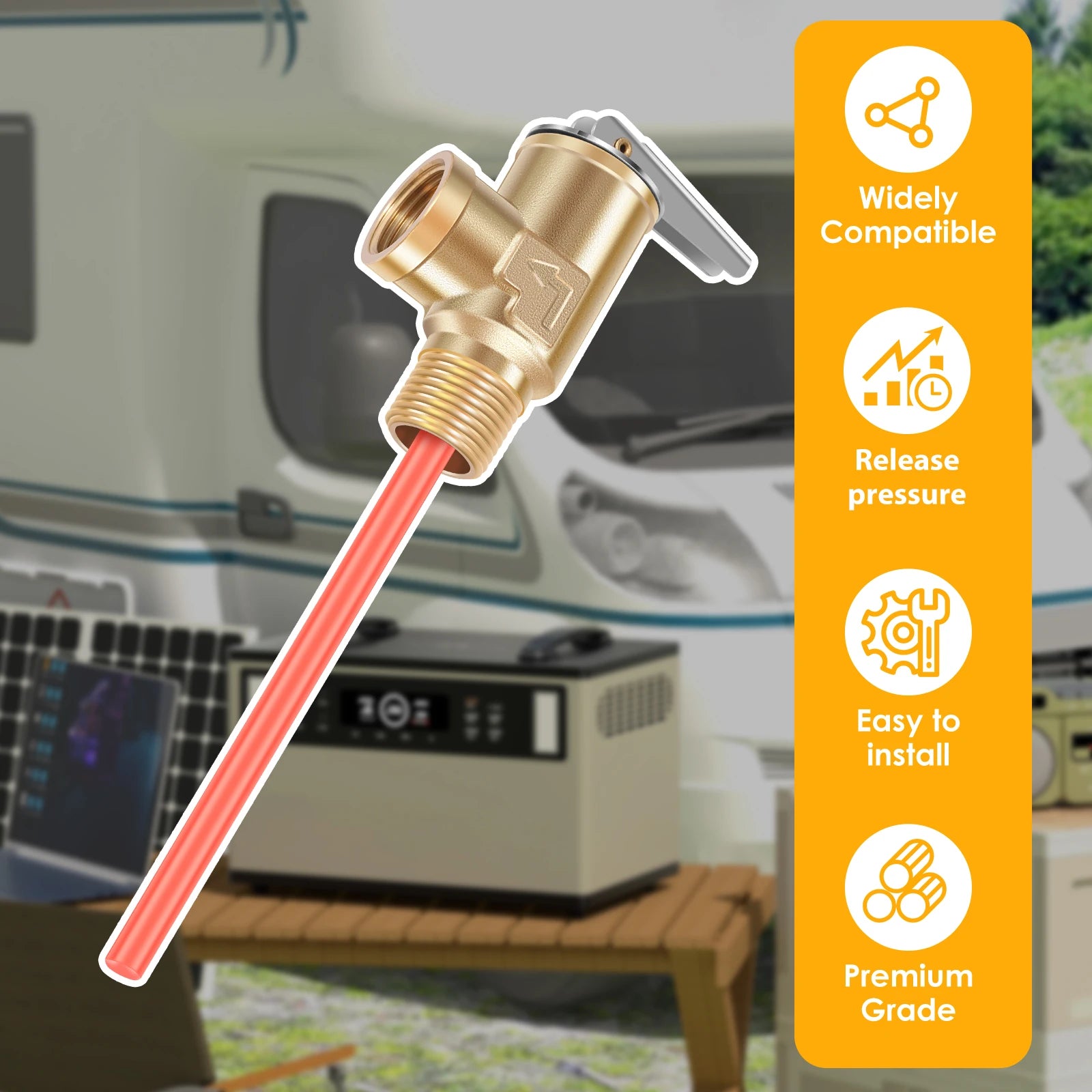 1/2" NPT or 3/4" NPT RV Temperature and Pressure Relief Valve Brass RV Water Heater Temperature and Pressure Relief Valve - Problems Solved