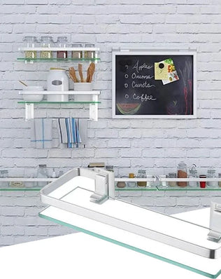 Glass Shelf Bathroom Items Bore Storage Shower Organiser Accessories Organizers Wall Shelves Hardware Fixture Home Improvement - Problems Solved