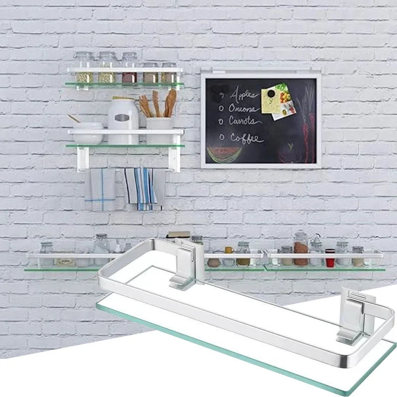 Glass Shelf Bathroom Items Bore Storage Shower Organiser Accessories Organizers Wall Shelves Hardware Fixture Home Improvement - Problems Solved