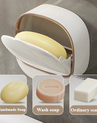 Bathroom Drain Soap Box Wall Mounted ABS Soap Box with Lid Waterproof Soap Dish Dishes Storage Box Travel Organizer Case Storage - Problems Solved