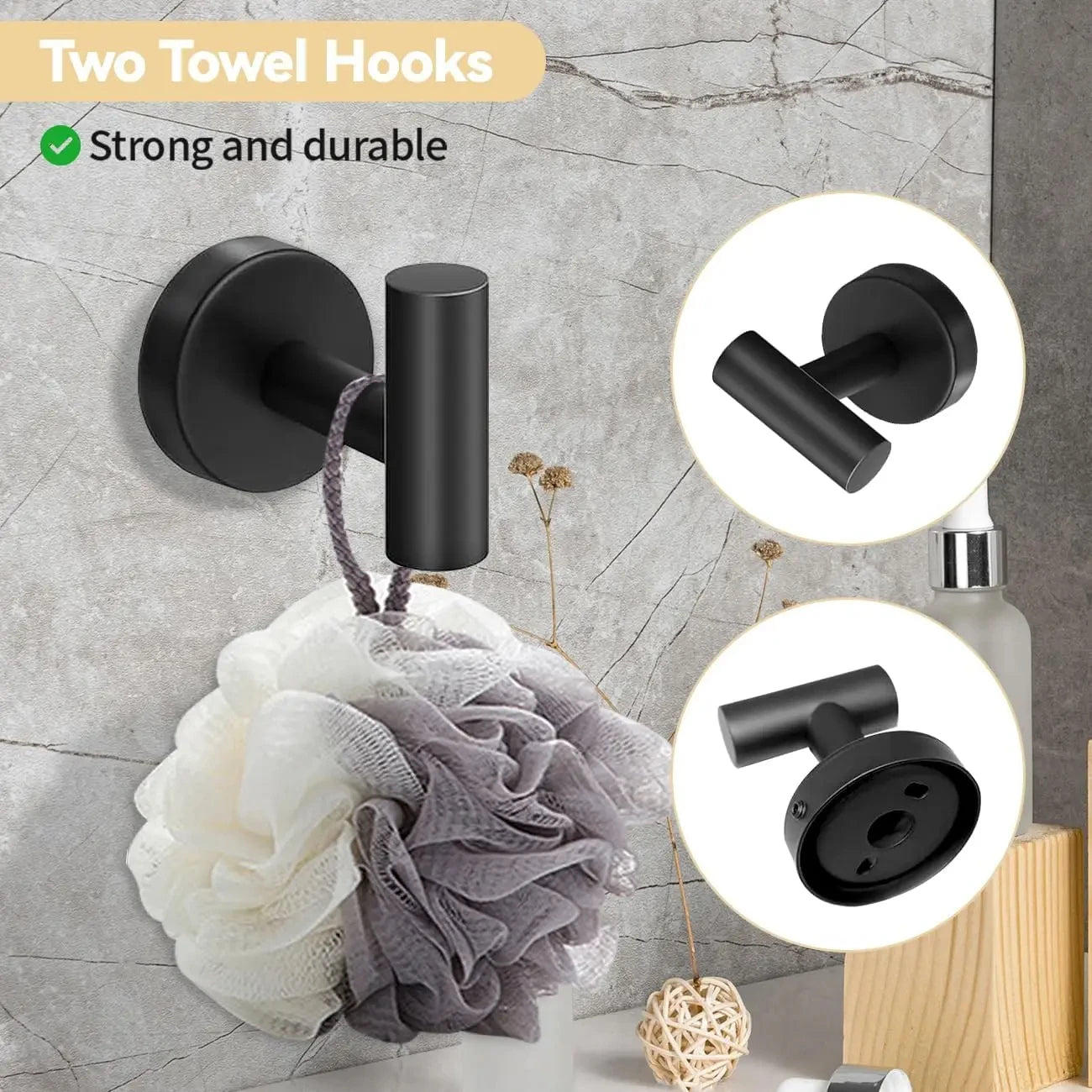 5-piece wall mounted hardware bathroom accessories, stainless steel towel bar, towel ring, toilet paper holder hook bathroom kit - Problems Solved