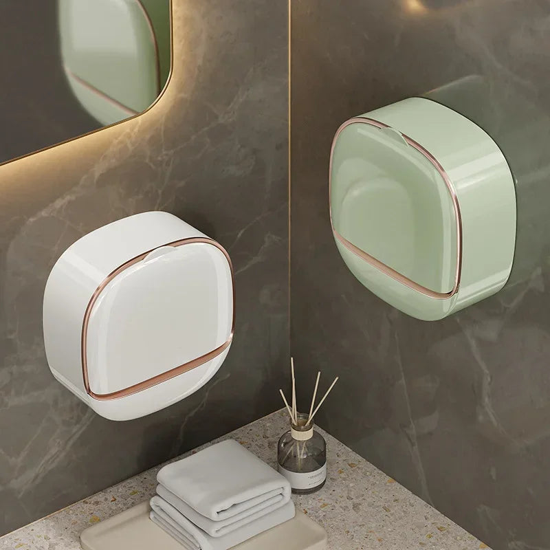 Bathroom Drain Soap Box Wall Mounted ABS Soap Box with Lid Waterproof Soap Dish Dishes Storage Box Travel Organizer Case Storage - Problems Solved