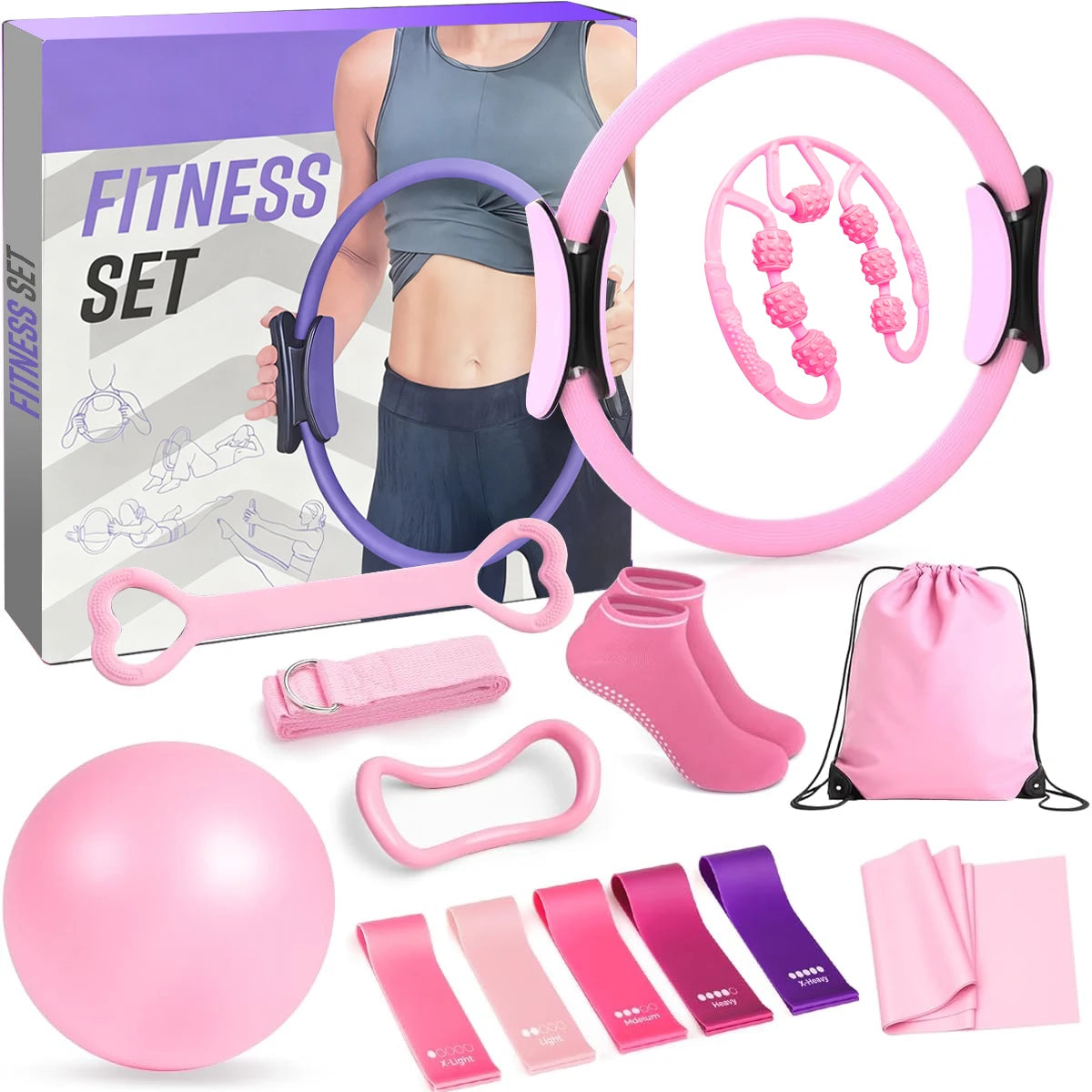 Pilates Yoga Set 13 Piece Home Pilates Kit for Women Pilates Equipment Toning Fitness Essentials Starter Set Accessories - Problems Solved