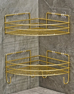 Bathroom Shelf Wall Mounted Corner Storage Shelves Shampoo Holder Cosmetic Rack Iron Shower Drain Basket Bathroom Organizer - Problems Solved