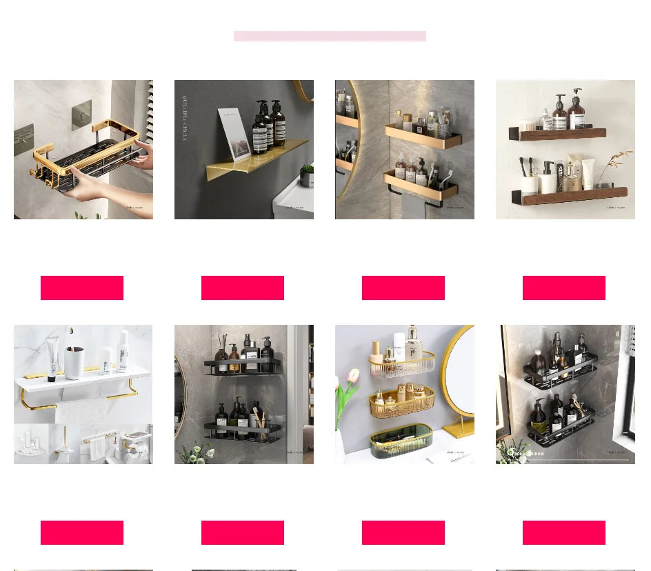 Bathroom White Shelf Rack Wall-mounted Washbasin No-punch Washroom Wall Mounted Cosmetic Storage Transparent Shelf Organiser - Problems Solved