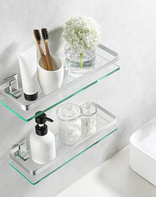 Glass Shelf Bathroom Items Bore Storage Shower Organiser Accessories Organizers Wall Shelves Hardware Fixture Home Improvement - Problems Solved