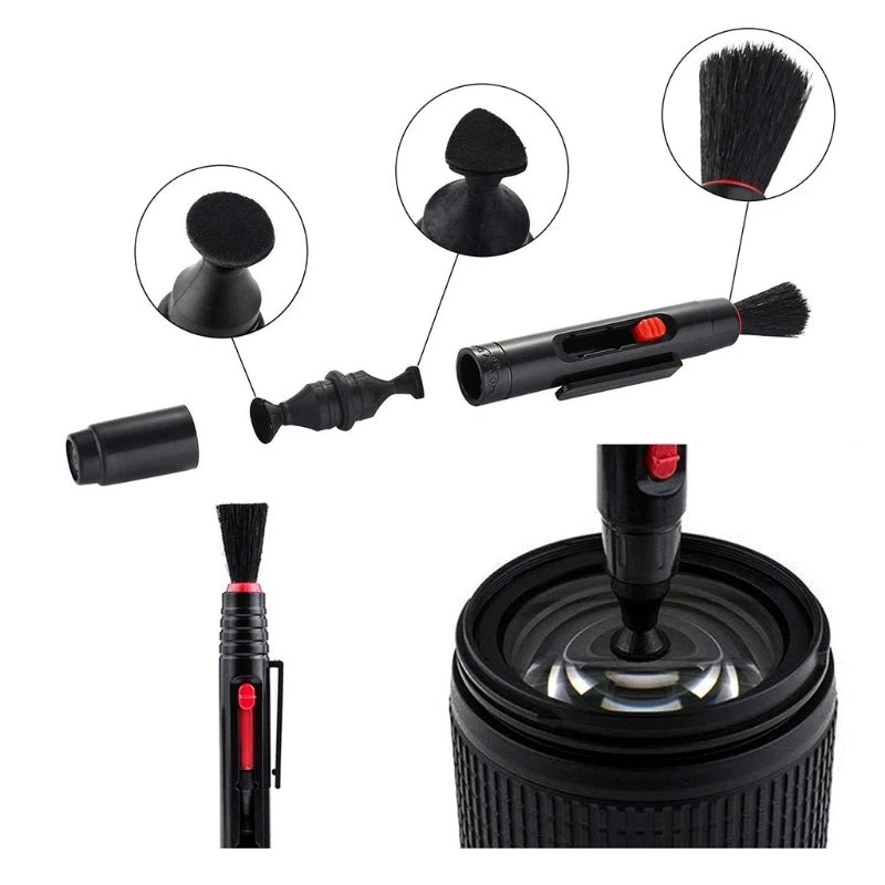 6-in-1 Camera Cleaning Kits Professional Air Blower DSLR Lens Cloth Pen Brush Cleaning Tool for CCD Sensor Lens Keyboards - Problems Solved