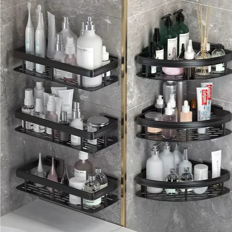 2PCS Bathroom Storage Rack, Bathroom Shelves, No-Drill - Problems Solved